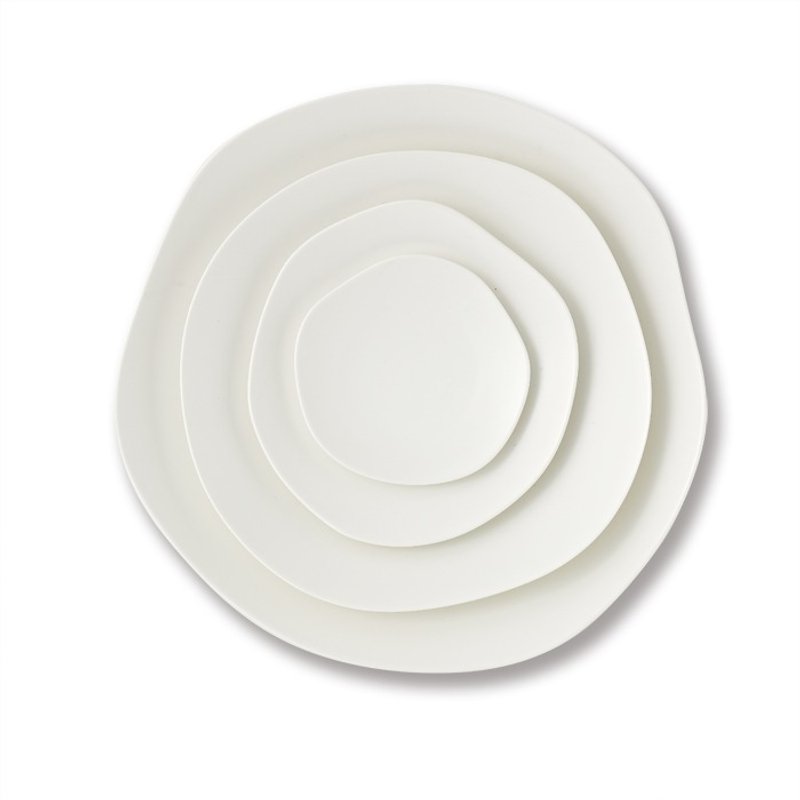 Feuille Bowl Set - Small Plates & Saucers - Porcelain White