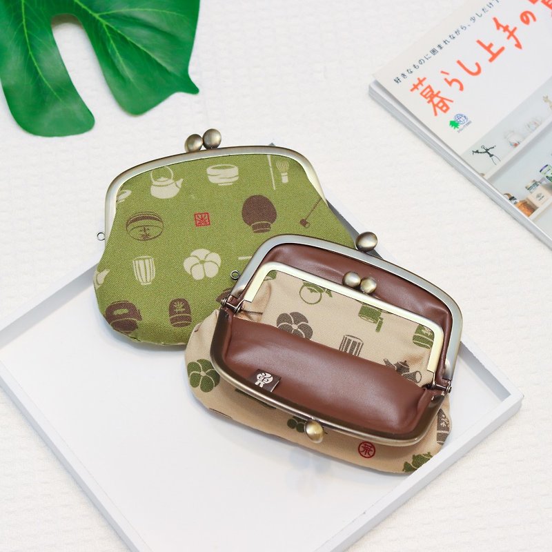 Uji parent-child kiss lock bag-tea set - กระเป๋าใส่เหรียญ - เส้นใยสังเคราะห์ 