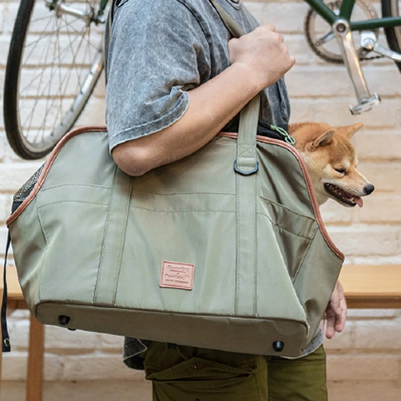 Lightweight/Waterproof/Breathable/Stylish and Simple | Pet Bag - Army Green Pawsholic Claw Fan - กระเป๋าสัตว์เลี้ยง - เส้นใยสังเคราะห์ 