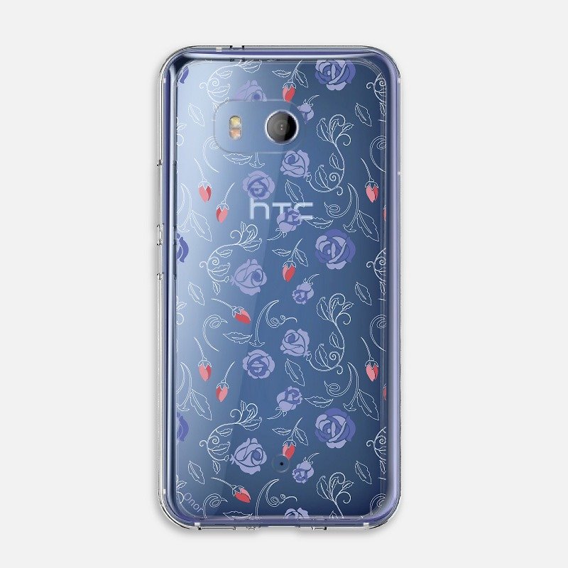 小碎花系列-霧面【悠活靜藍】Android系列HTC Samsung Note8 U11 R11 XA1 Ultra S8 V30 J7 Prime 手機殼 - 手機殼/手機套 - 塑膠 透明