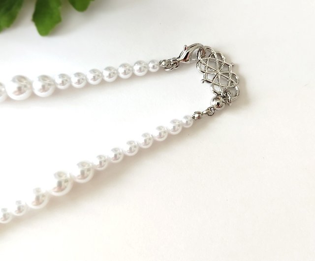 Infinity with Bubbles pearl necklace/Silver】パールネックレス インフィニティ 無限大 ウェーブパール 入学  卒業 - ショップ tinies ネックレス - Pinkoi