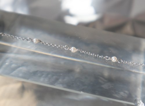 433 STUDIO 925 SILVER滿天星 6粒迷你小淡水珍珠2.5mm-精緻手鏈- 銀