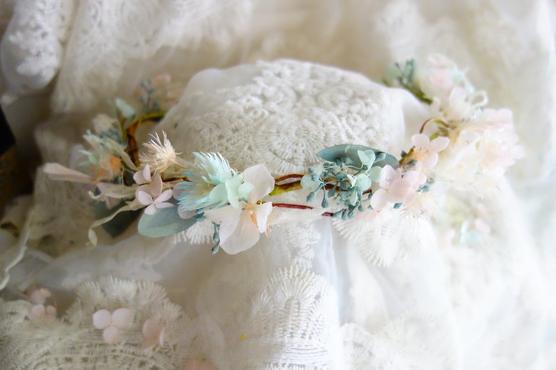 Wedding floral decoration series-fairy vine wreath (peach powder * mint green) - Hair Accessories - Plants & Flowers Pink