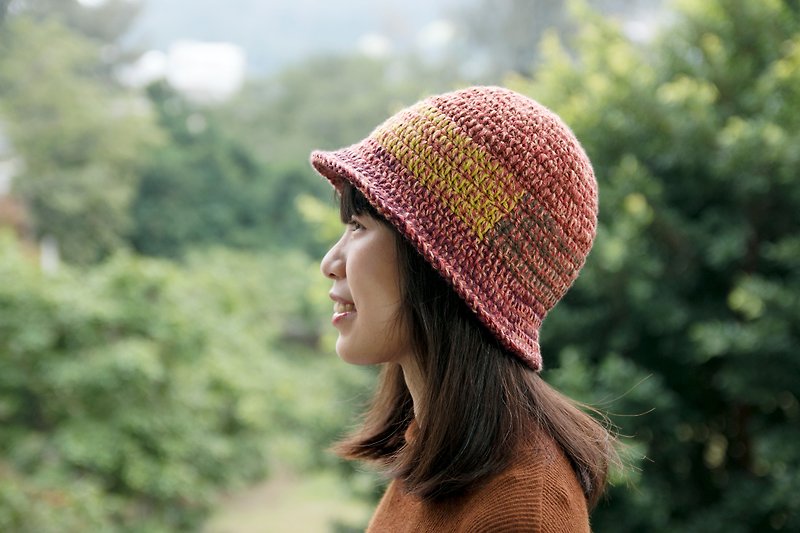 Woven bell-shaped splicing wool cap - plum tree 2 - Hats & Caps - Wool Red