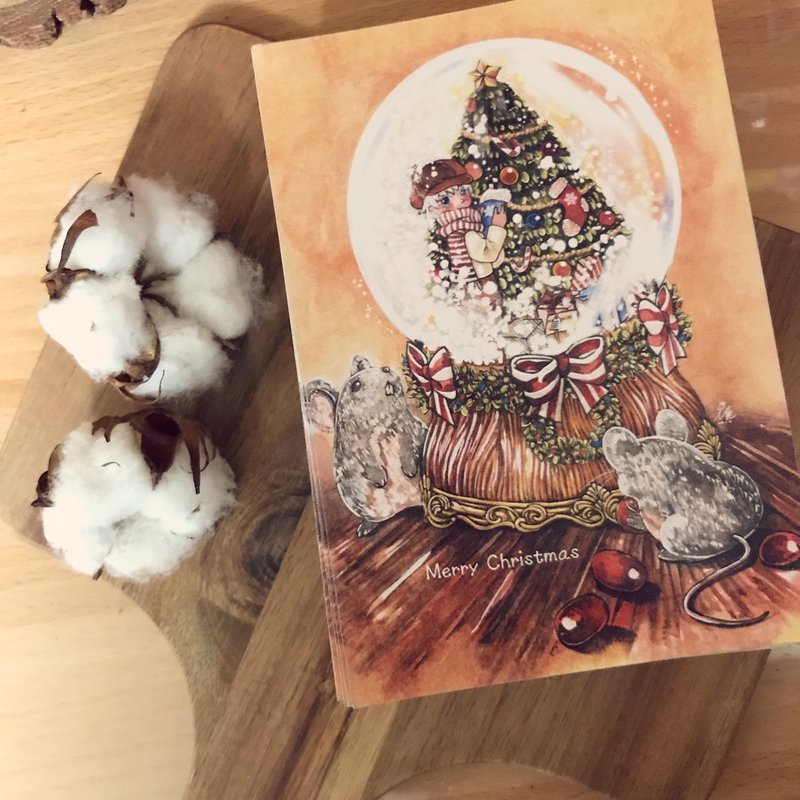 In stock【N Rabbit studio】Christmas celebration limited Christmas snowball-warm blessing Christmas card - การ์ด/โปสการ์ด - กระดาษ ขาว