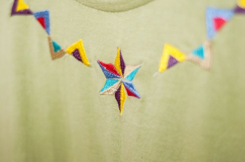 Hand-stitched rainbow cotton dress / ethnic style dress / flower dress / umbrella dress - star pennant