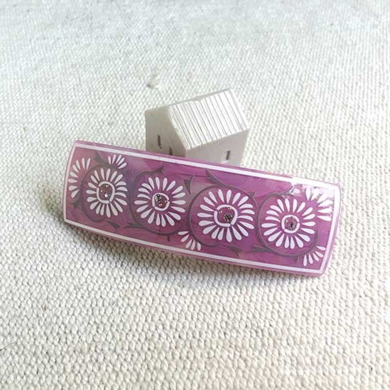 Even chrysanthemum, square clip, hair clip - purple - เครื่องประดับผม - อะคริลิค สีม่วง