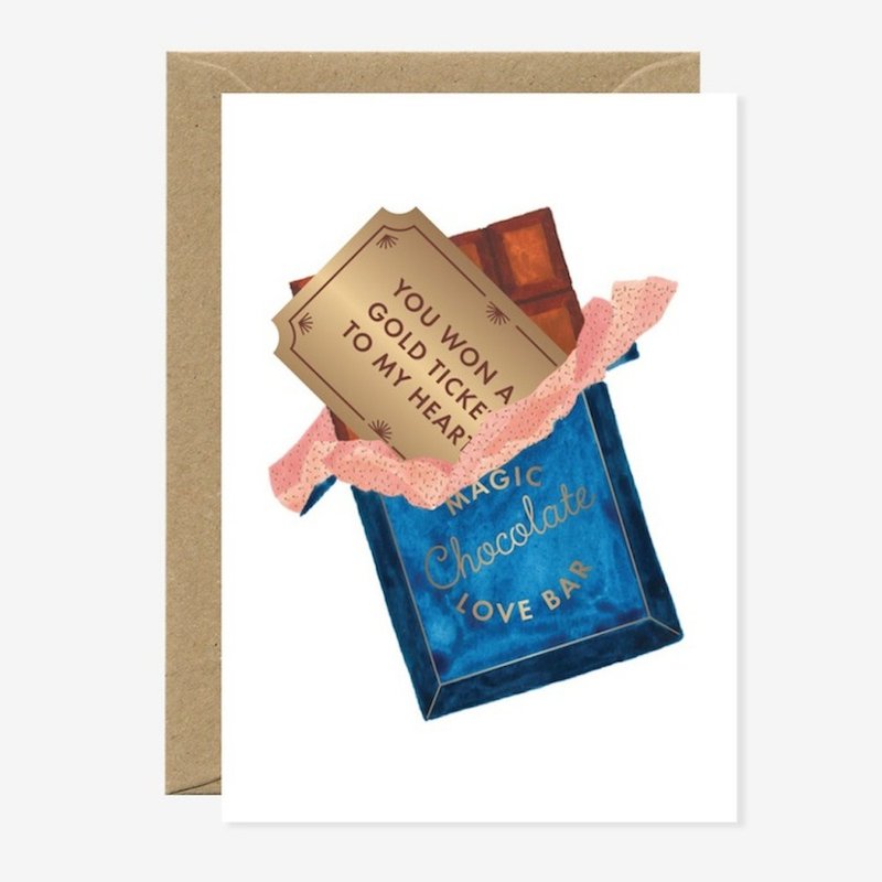 Gold Chocolate Love Card - Cards & Postcards - Paper 