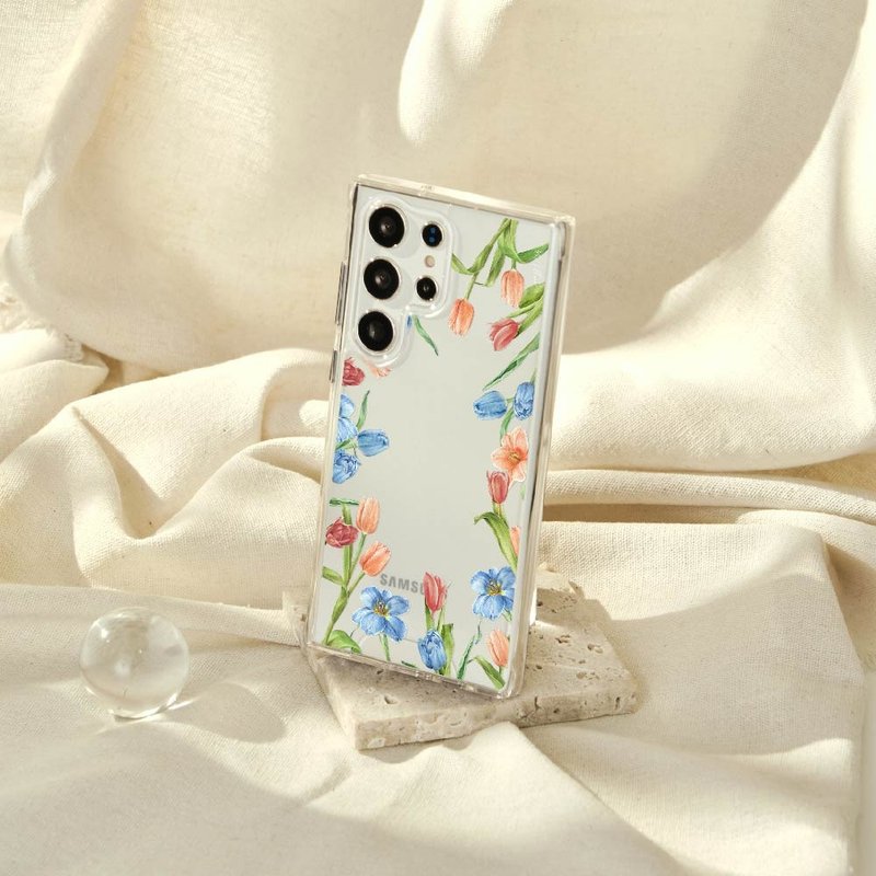 Spray Floral Pure Tulip-Floral Anti-fall Transparent SAMSUNG Mobile Phone Case - เคส/ซองมือถือ - พลาสติก หลากหลายสี