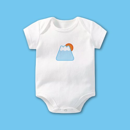 孩子陪你趣味童裝製造所 QQ富士山 短袖包屁衣 白 寶寶 嬰兒 彌月 滿月 禮物