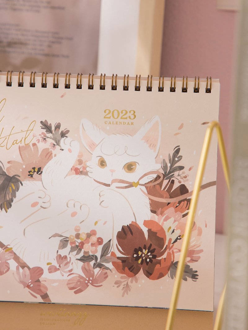 【Pre-Order】2023 Illustration Desk Calendar – Floral Cocktail - ปฏิทิน - กระดาษ สึชมพู