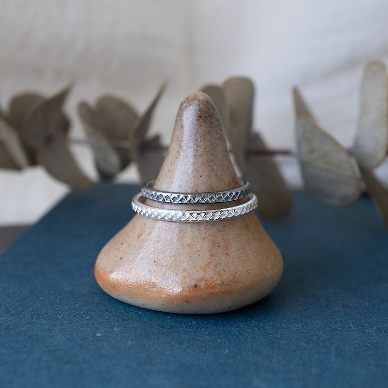 Handmade thread ring [diamond pattern] 925 sterling silver ring tail ring Valentine's Day gift - แหวนทั่วไป - เงินแท้ 