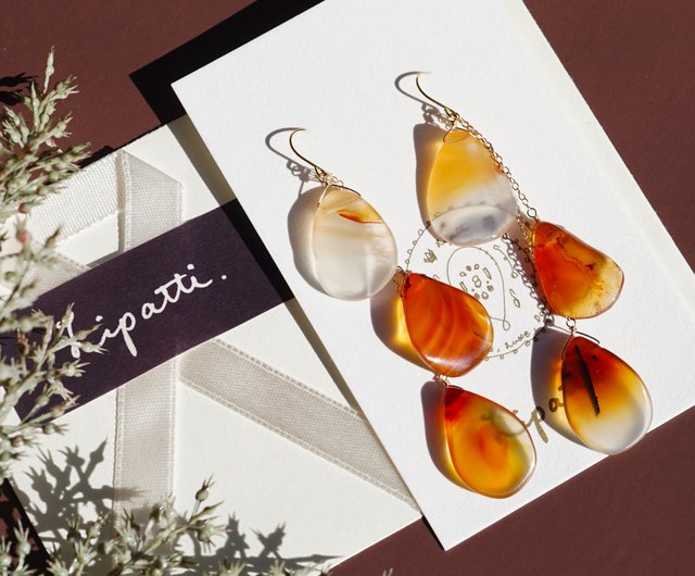 14kgfカーネリアンアゲートピアス/イヤリング