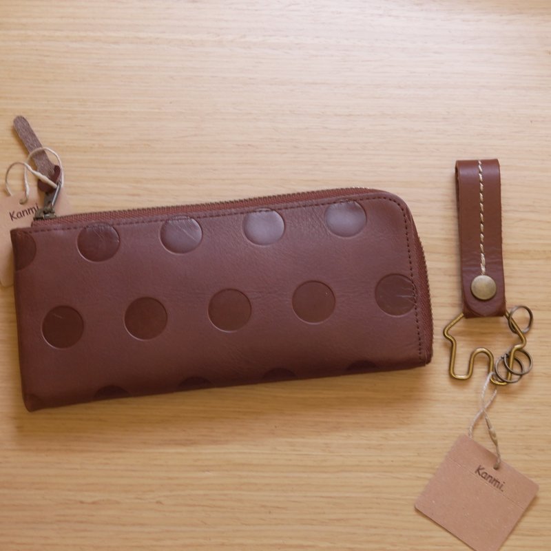 Japan Kanmi. Gift Box Set - Candy Series Coin Purse + Small House Key Candy Series - กระเป๋าใส่เหรียญ - หนังแท้ สีน้ำเงิน