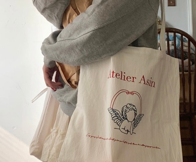 Atelier Asin homemade angel logo embroidered bag - Shop ...