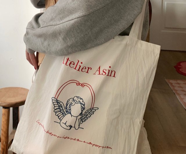 Atelier Asin homemade angel logo embroidered bag - Shop ...