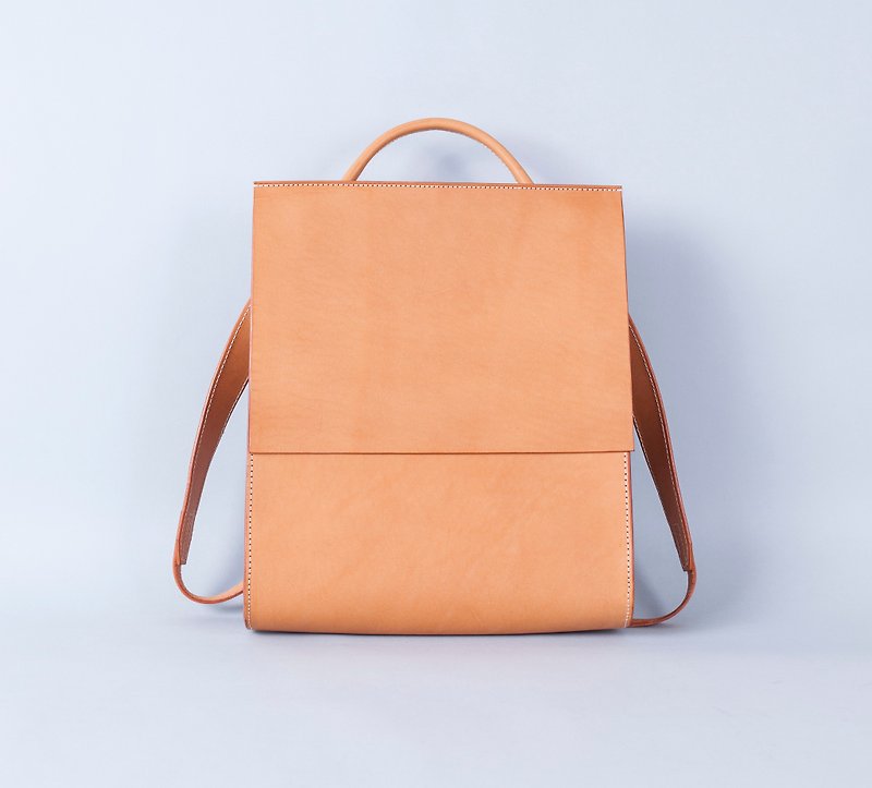 Minimalist Flap Backpack | Custom Leather | Custom Typing | Genuine Leather | Vegetable Tanned Leather - Backpacks - Genuine Leather 