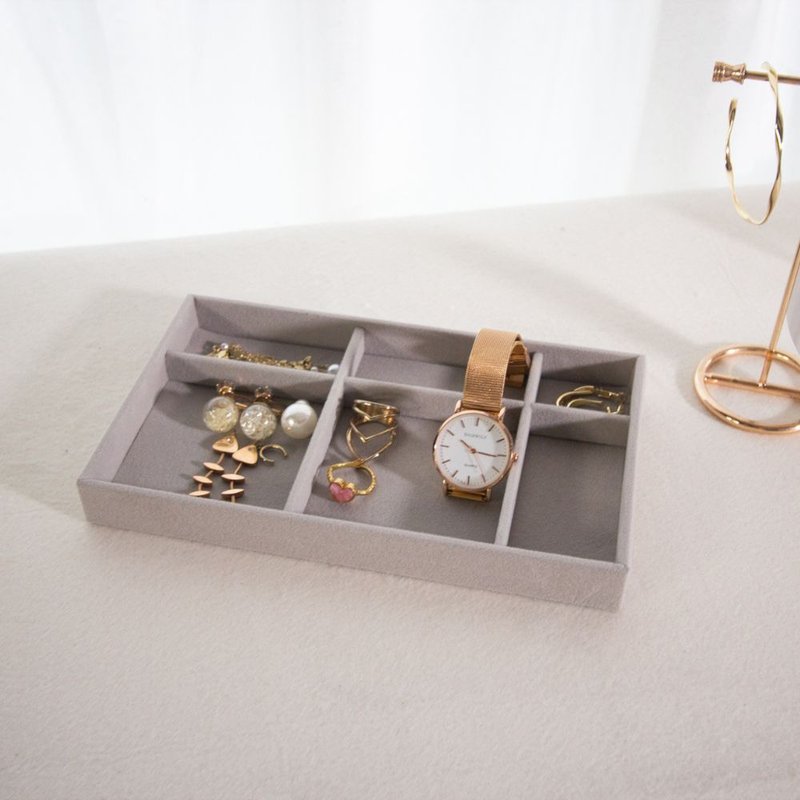 [Large jewelry box] Velvet box area/jewelry storage box accessories - Storage - Other Materials Gray