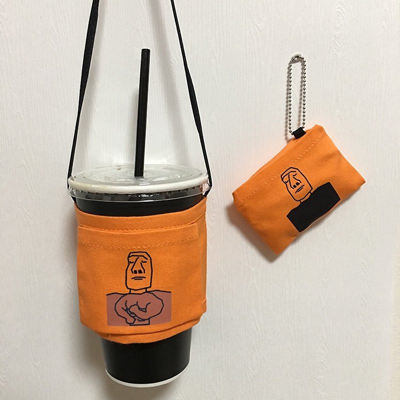 YCCT Beverage  Carrier - Orange ( Man) # Environmentally friendly # Easy carrying # Moai - Beverage Holders & Bags - Cotton & Hemp Orange