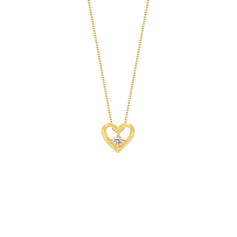 Treasure Chest Gold Jewelry 9999 Gold Pure Gold Heart Diamond Pendant/Necklace - สร้อยคอ - ทอง 24 เค สีทอง