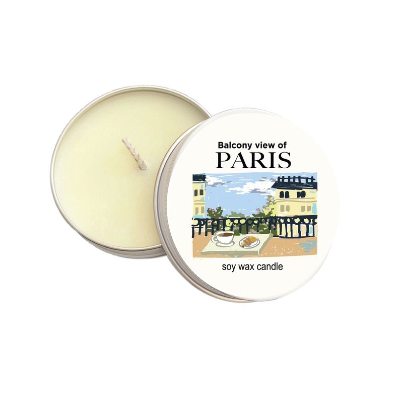 Summerstuff.marine - SOY WAX CANDLES กลิ่น BALCONY VIEW OF PARIS (60 g) - 香氛蠟燭/燭台 - 蠟 白色