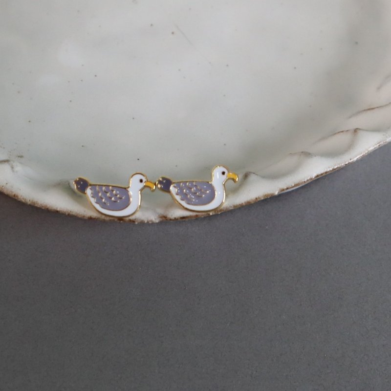 小黑背鷗 貪吃海鳥 Heuglin's Gull 台灣特有種 owl 耳環 耳夾 - 耳環/耳夾/耳骨夾 - 銅/黃銅 綠色