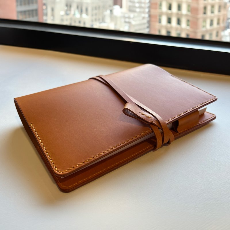 艾曼紐 A5 皮革筆記本/書衣/手帳/質感筆記本-焦糖棕/可可色 New - 筆記本/手帳 - 真皮 咖啡色