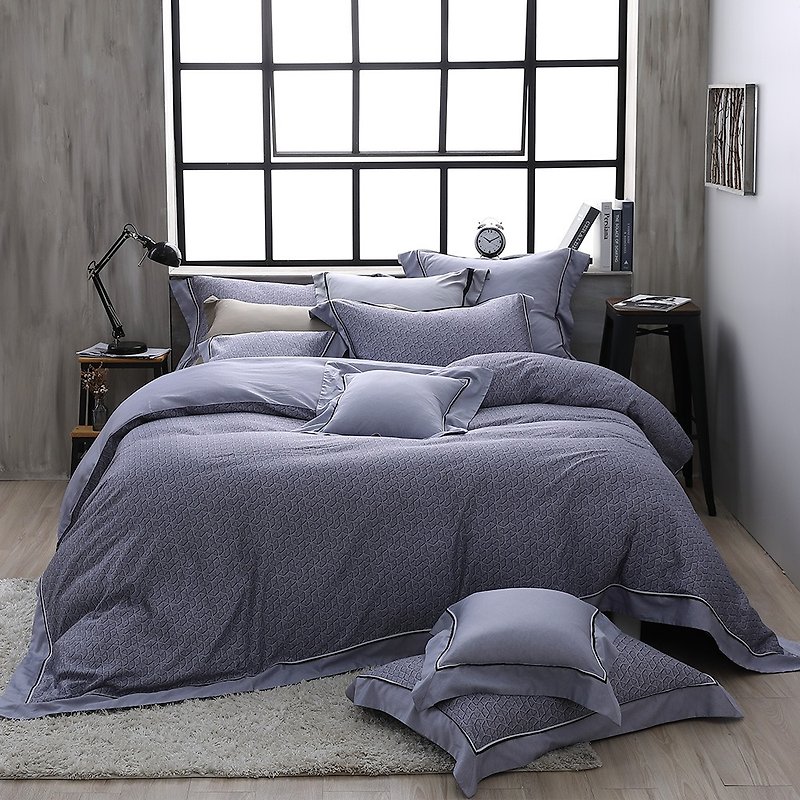 (Double size) Aurora - Top 500 woven Super Pony Cotton Dual-use Bed Set Four-piece - Bedding - Cotton & Hemp Gray