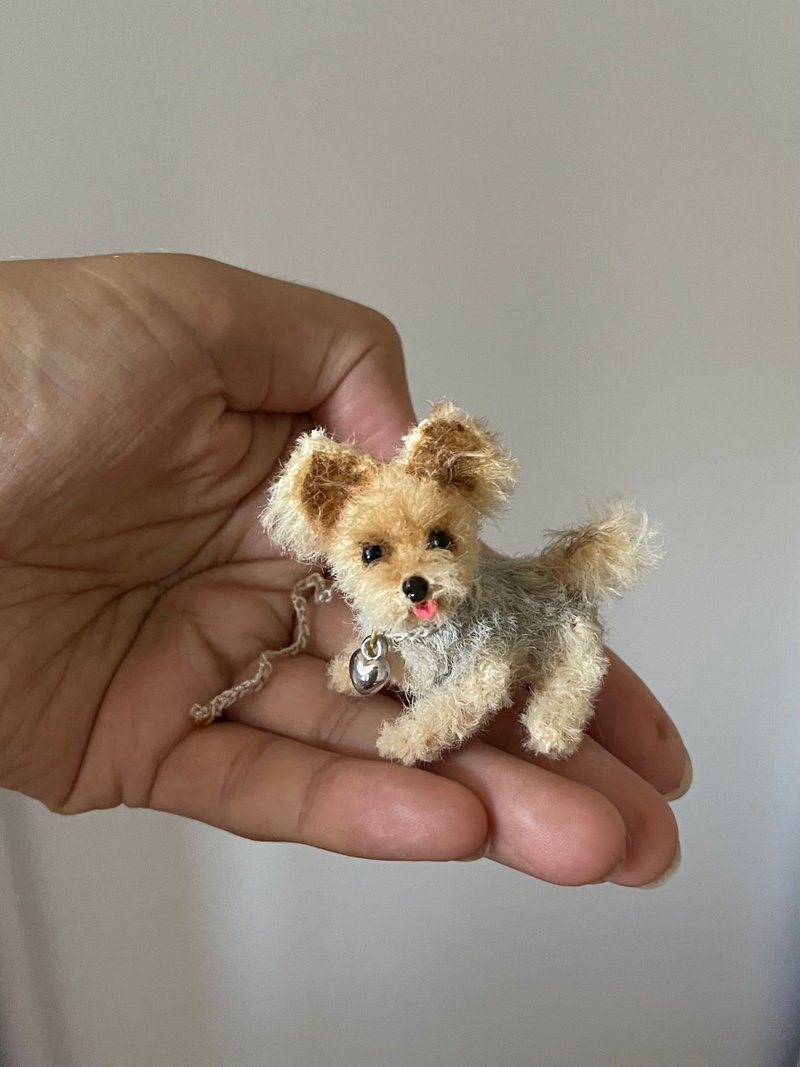 Miniature realistic dog York puppy yorkie terrier pet portrait felted animal toy - 其他 - 羊毛 金色