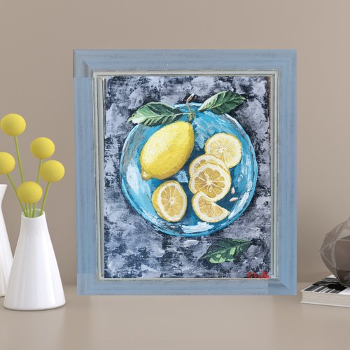 檸檬 レモン 果物 果実 静物画 水彩画 アート 絵画 美術 芸術 壁掛け飾り レモン🍋 Lemon, Acrylic on paper 27.5x22cm #レモン #lemon