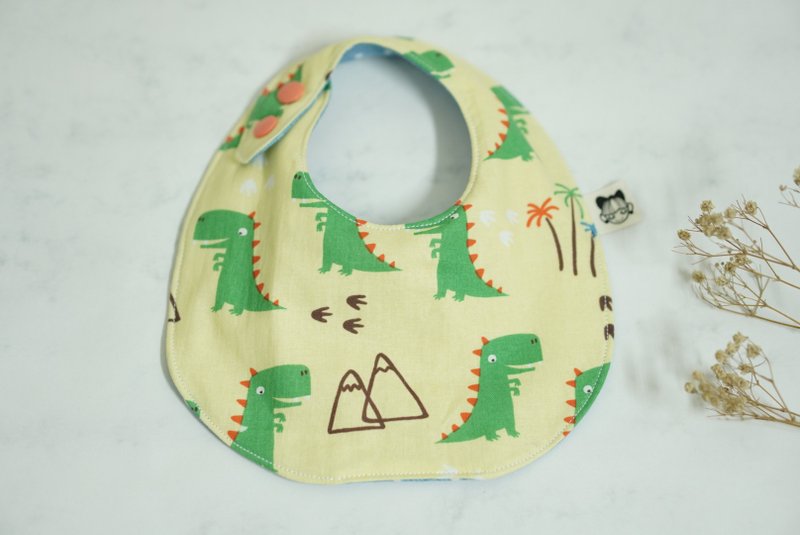 Pitaya des Quefy 小童圓兜 童趣恐龍 黃 - 圍兜/口水巾 - 棉．麻 黃色