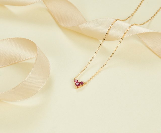 PurpleMayジュエリー】K18イエローゴールドハート型ルビー