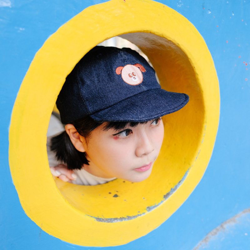 Embroidered Denim Baseball Cap / Dog And Bone - หมวก - ผ้าฝ้าย/ผ้าลินิน สีน้ำเงิน