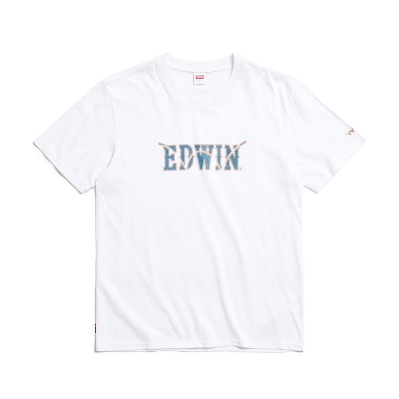 EDWIN denim LOGO short-sleeved T-shirt-men's (white) #Top - เสื้อยืดผู้ชาย - ผ้าฝ้าย/ผ้าลินิน ขาว