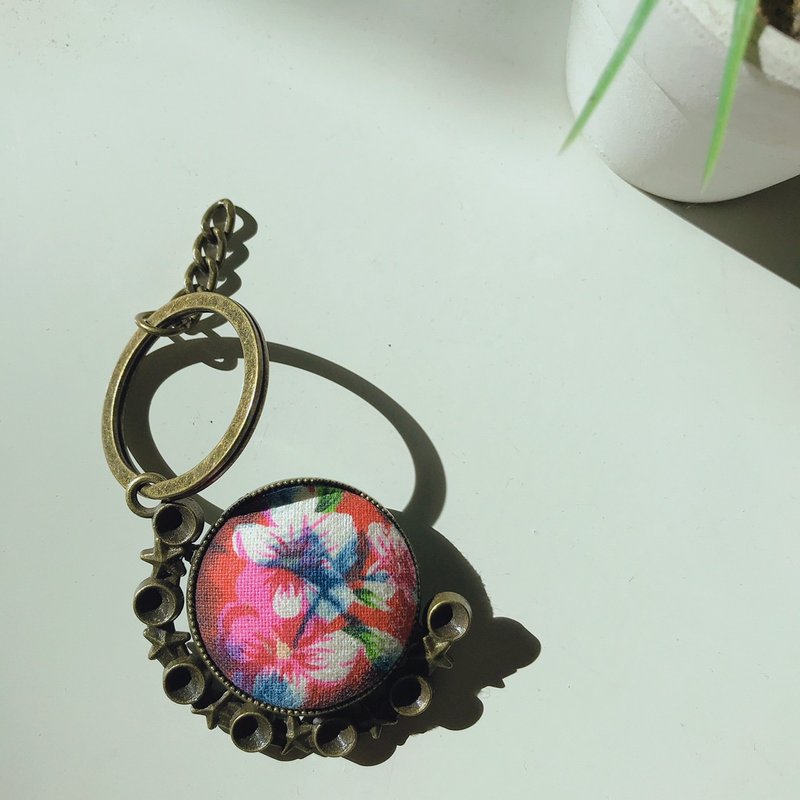 【MINI LIFE×Daily Small Stack】ブルー染め月光型回転キーホルダー - キーホルダー・キーケース - 銅・真鍮 多色