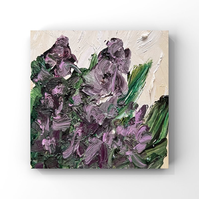 Lilac flower art lilac original oil painting small floral artwork impressionist - 海報/掛畫/掛布 - 其他材質 多色