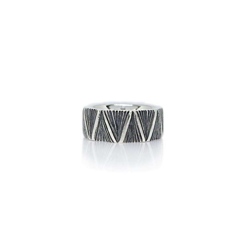 Handmade silver 925 sterling silver notched ring wide version - General Rings - Sterling Silver Silver