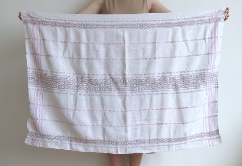 Swedish summer plain weave cotton cloth towel_powder - ผ้ารองโต๊ะ/ของตกแต่ง - ผ้าฝ้าย/ผ้าลินิน สึชมพู