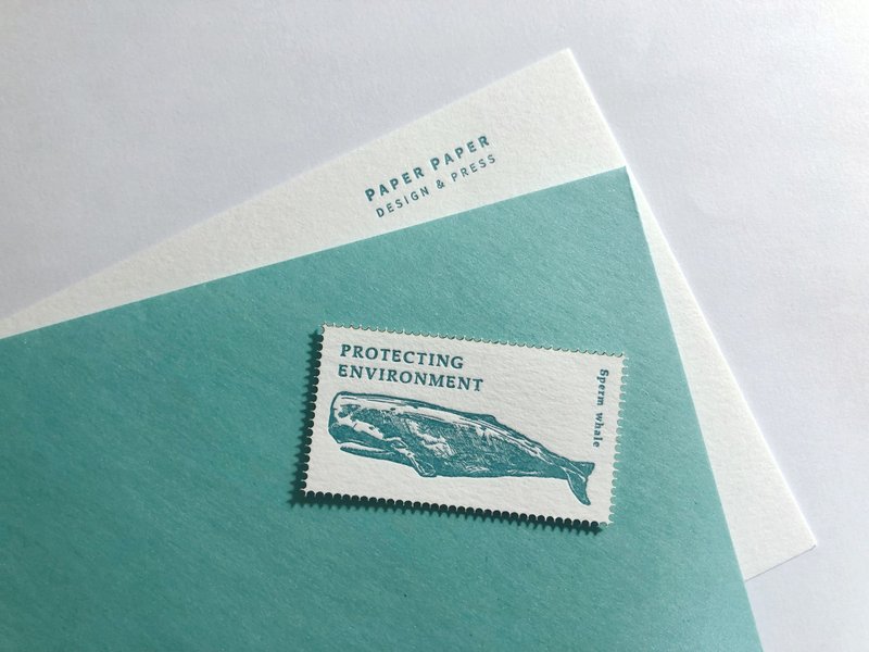 Stamp shape paper product whale pattern hand account decoration gift packaging - Stickers - Paper 