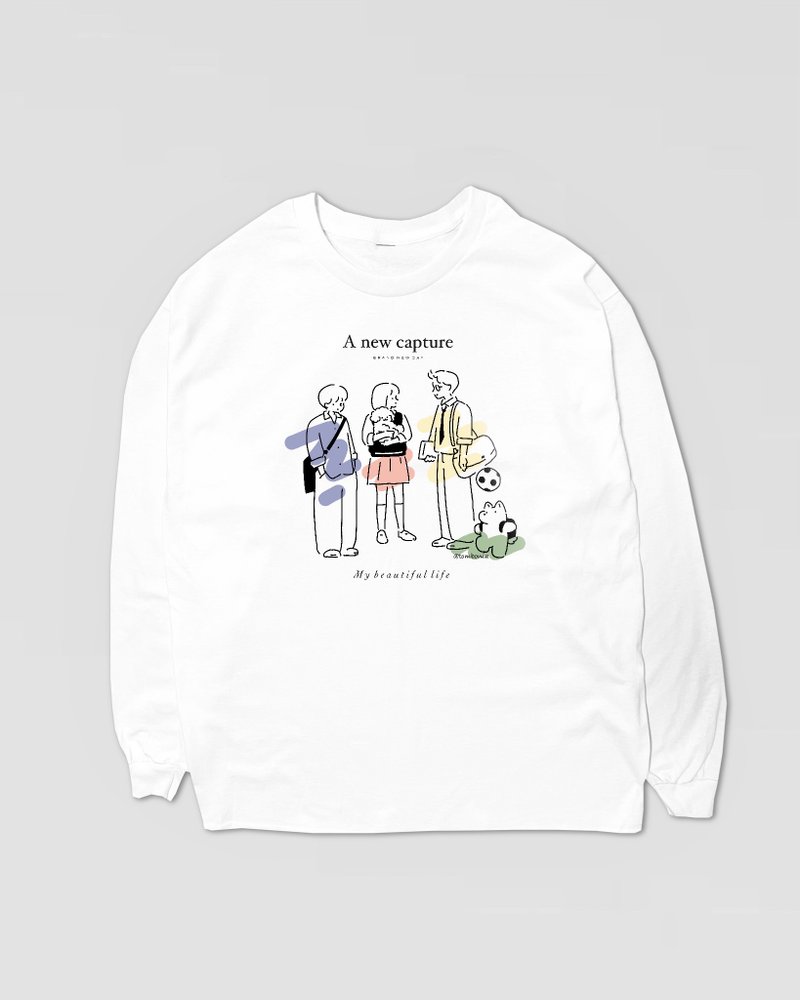 New capture long sleeve shirts white - 男 T 恤 - 棉．麻 白色