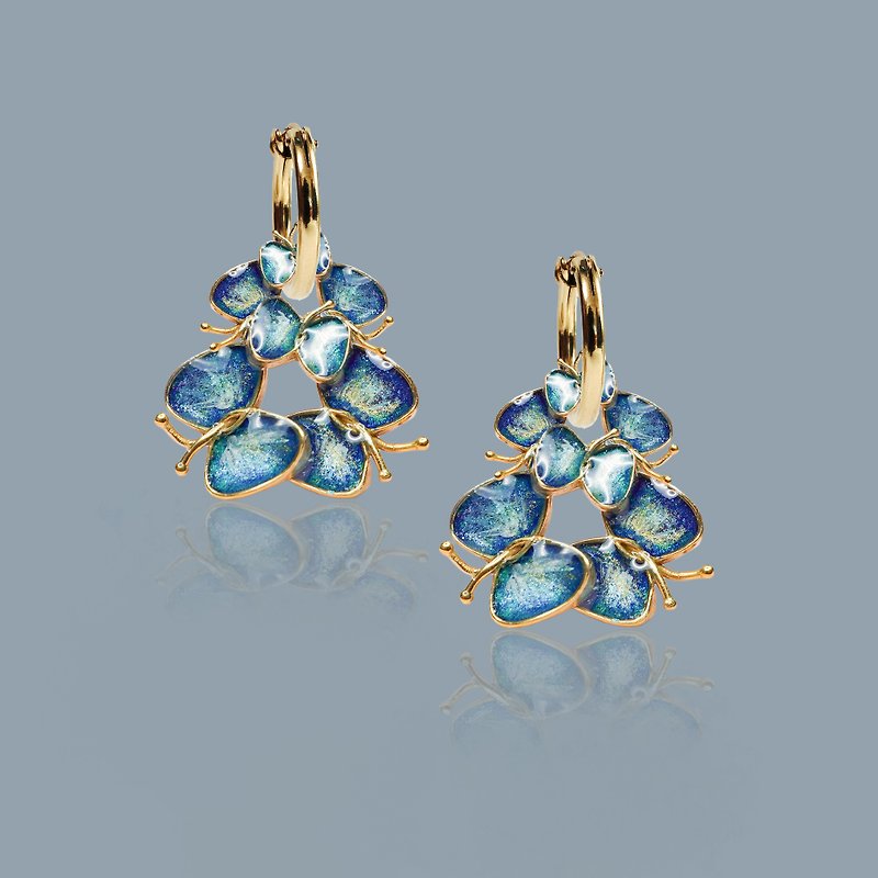 Galaxy Butterfly Earrings Hoops - Earrings & Clip-ons - Enamel Blue