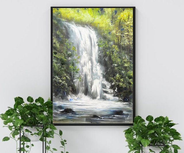 Waterfall Painting Landscape Original Art Oil Painting 70x50 cm