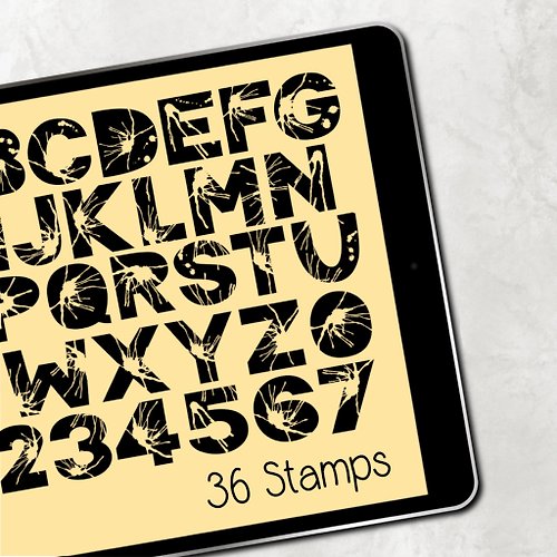 18cc Splash Font Procreate Brush Stamp