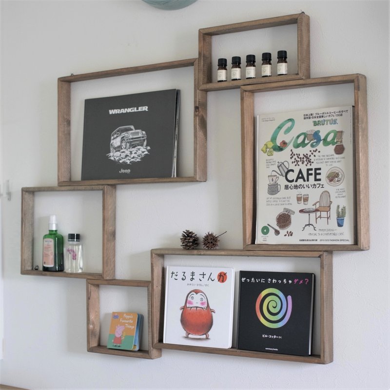 wall book rack 340*775*40 - 書架/書擋 - 木頭 咖啡色