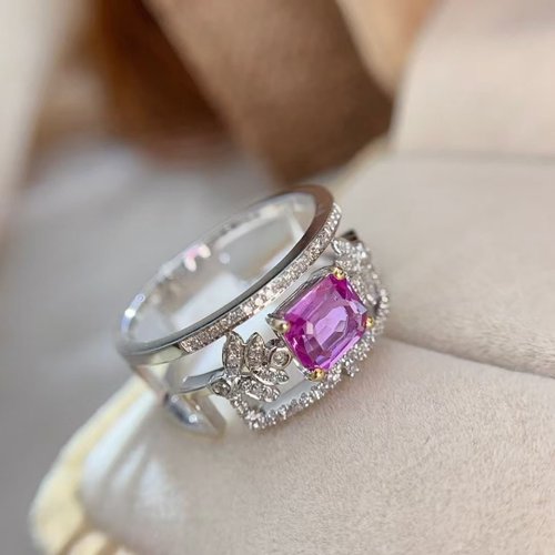 臺北奧斯珠寶｜客製莫桑石、莫桑鑽、GIA鑽石、彩色寶石 無燒帕帕拉恰戒指 1.1克拉