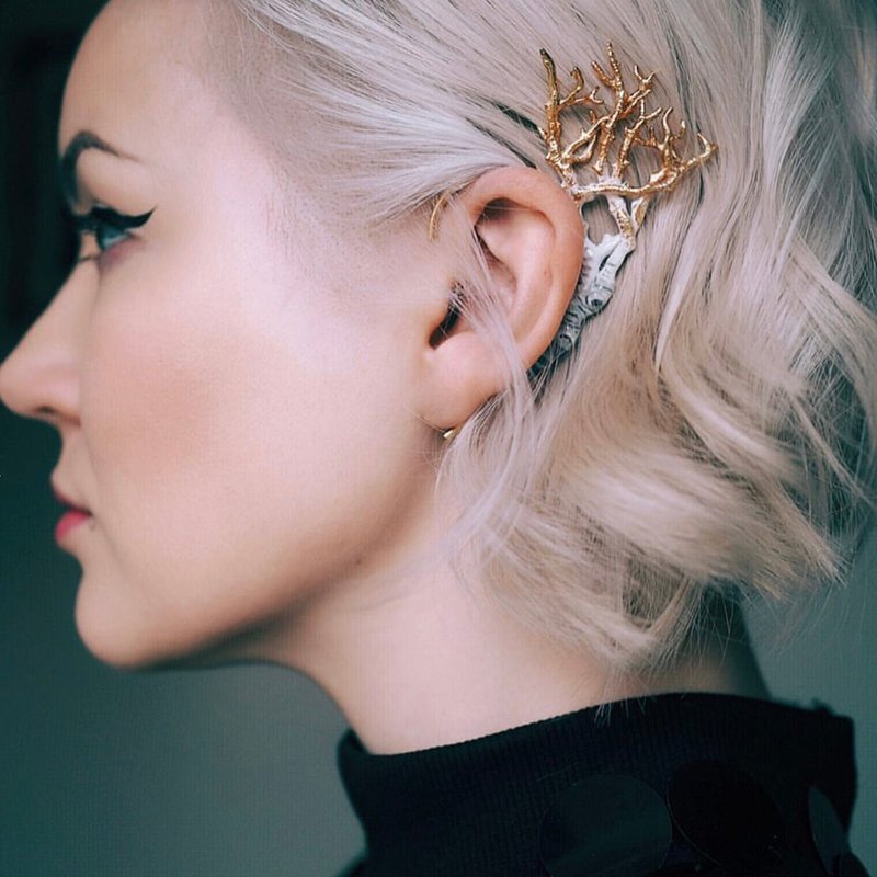 Snowy Branch EarCuff - 耳環/耳夾/耳骨夾 - 其他金屬 灰色