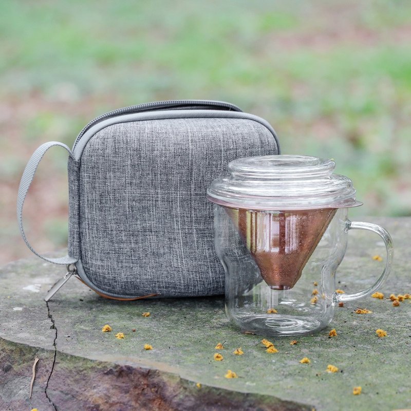 啜旅手沖旅行組(340ml)|朝日|水波|墨影 - 咖啡壺/手沖壺 - 玻璃 多色