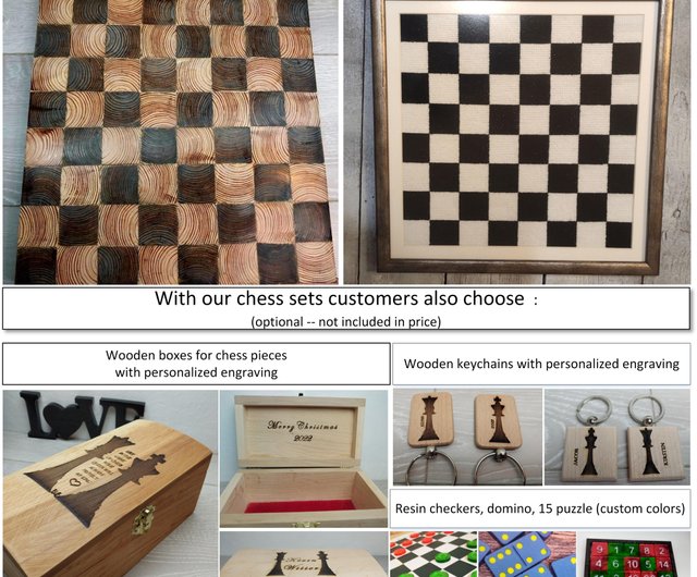 Wooden Chess Set Custom Engraving Chess Board Chess Pieces 