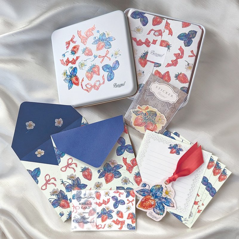 Ribbon and strawberry stationery tin set - Envelopes & Letter Paper - Paper 