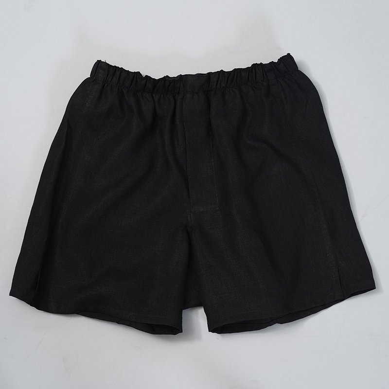wafu - Lightweight Linen Super Comfy Trunks / Black b014a-bck1 - ชุดชั้นในผู้ชาย - ลินิน สีดำ